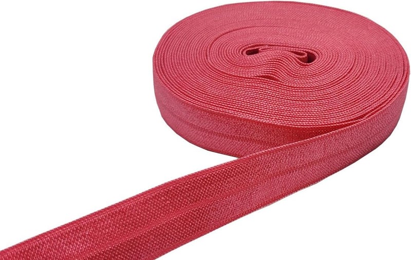 FAYADA Fold Over Elastic,5/8" Foldover FOE Trim Elastic Ribbon,Stretch FOE Band for Hair Ties Headbands Sewing Craft -5 Yards (Neon Pink) - Image 2